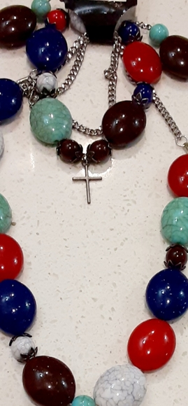 Multi-colored 3 piece earning cross set - Picture 1 of 3